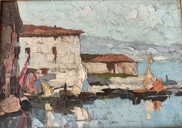 Gino De Lai (1891-1960) - Scorcio del Porticciolo a Salò