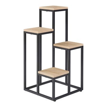 [en.casa] Plantenstandaard Ameland 67x34x34 cm zwart en hout, Verzenden, Nieuw