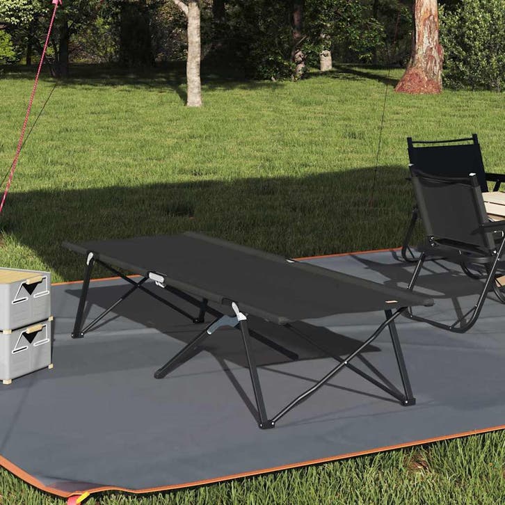 vidaXL Opvouwbaar Camping Bed Zwart 206 x 76 x 74 cm Oxford, Caravans en Kamperen, Kampeermeubelen, Nieuw, Verzenden