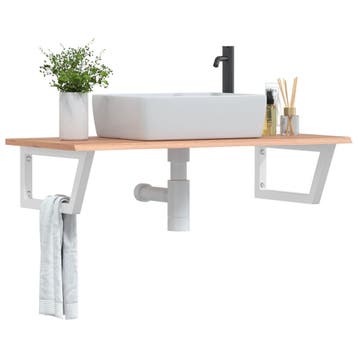 vidaXL Badkamer wandschap staal en massief eikenhout, Verzenden, Nieuw