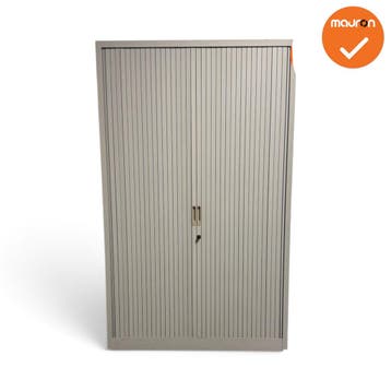 Aspa - Roldeurkast - 195x120x47 cm - Oud grijs - 3 legborden, Werkplek, Ophalen of Verzenden, Gebruikt, Kast
