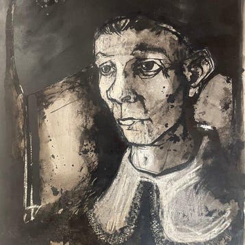 Yves Ganne (1931-2019) - Portrait dhomme en habit, Antiek en Kunst