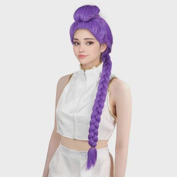 Paarse Vlecht Pruik met Paardenstaart - Anime, Cosplay & Hal, Verzenden, Nieuw