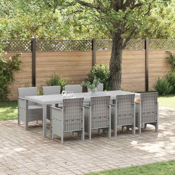 vidaXL Tuin Eetset 9 st Wit Polypropyleen, Verzenden, Nieuw, Meer dan 8 zitplaatsen