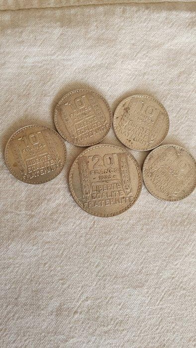Frankrijk. Lot de 5 monnaies en argent (10 Francs et 20, Postzegels en Munten, Munten | Europa | Niet-Euromunten