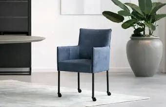 Blauwe leren eetkamerstoelen, Ophalen of Verzenden, Nieuw, Leer