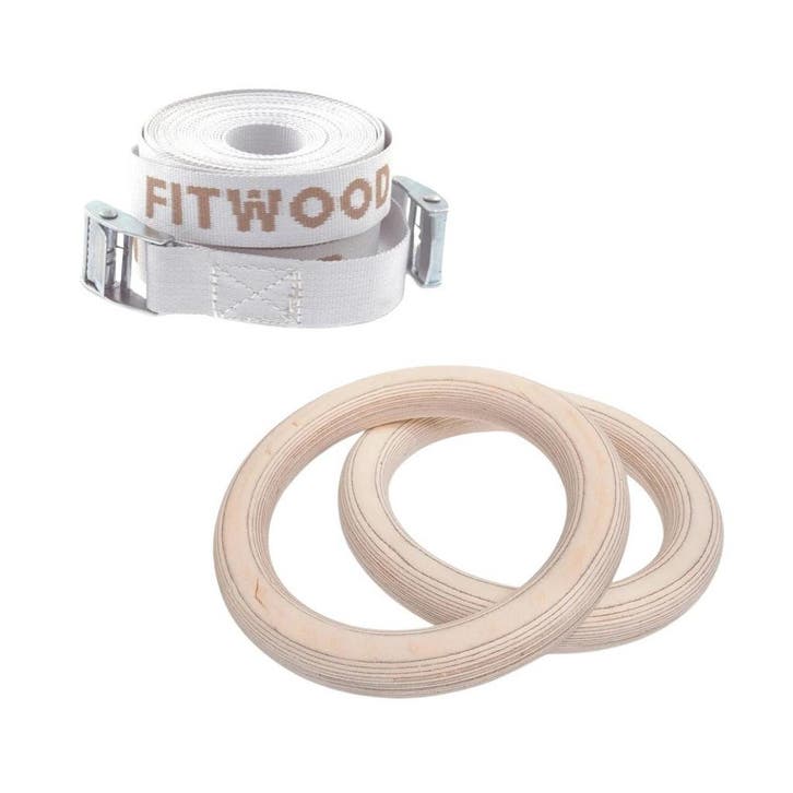 Mini houten gymringen met witte straps in naturel – Perfe., Kinderen en Baby's, Speelgoed | Educatief en Creatief, Nieuw, Ophalen of Verzenden