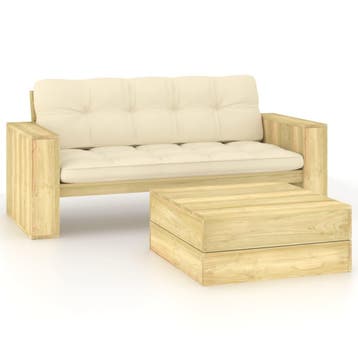 vidaXL 2-delige Loungeset met kussens geïmpregneerd, Verzenden, Nieuw, Loungeset