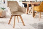 Draaibare design stoel LIVORNO champagne grijs fluwelen, Huis en Inrichting, Stoelen, Ophalen of Verzenden, Nieuw
