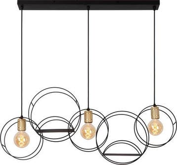 Lucide CIRCLE - Hanglamp - 3xE27 - Zwart, Verzenden, Zo goed als nieuw, Metaal, Retro & Vintage