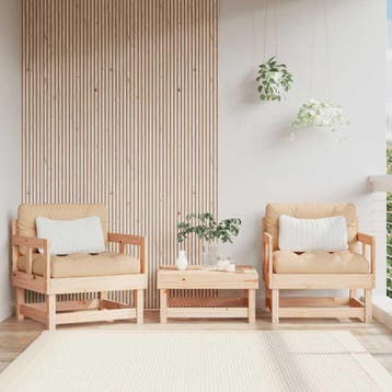 vidaXL Tuinstoelen 2 st met kussens massief grenenhout, Verzenden, Nieuw, Tuinset