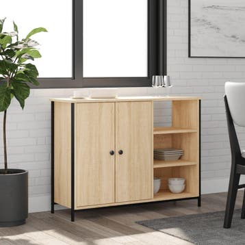 vidaXL Dressoir 100x33x75 cm bewerkt hout sonoma, Huis en Inrichting, Verzenden, Nieuw, Overige houtsoorten, Minder dan 50 cm
