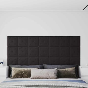 vidaXL Wandhoofdbord 12 st Zwart Nep Leer, Verzenden, Nieuw, Zwart, Overige materialen