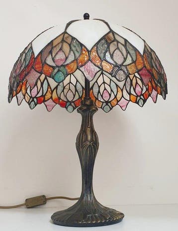 Tafellamp - Pauwenveren - Glas-in-lood - Groot (52 cm)