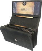 WILD  Portemonnee Dames Leer  Huishoudportemonnee  Harmonica, Overige merken, Verzenden, Zwart, Nieuw