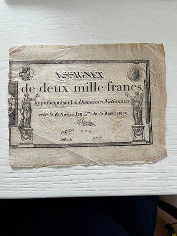 Frankrijk. - 2000 francs 1795 - Pick A81 (Zonder, Postzegels en Munten, Bankbiljetten | Europa | Niet-Eurobiljetten