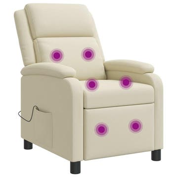 vidaXL Massage Recliner Crèmekleurig Kunstleer, Verzenden, Nieuw