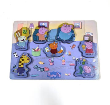 Houten Peppa Pig-puzzel met de familie Big, Verzenden, Gebruikt