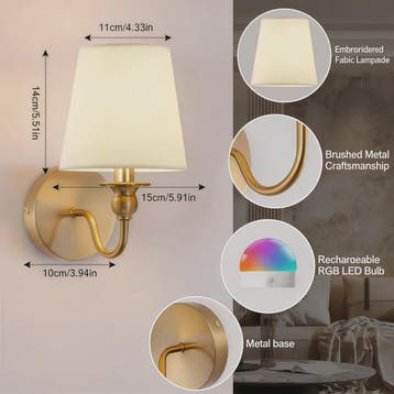 Draadloze Wandlamp Goud met Afstandsbediening & 15 Kleuren L, Verzenden, Nieuw