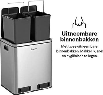 2dekans | Homra BLINQ afvalscheiding prullenbak met 2 vakken, Huis en Inrichting, Ophalen of Verzenden, Zo goed als nieuw