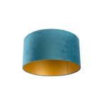 Velours lampenkap blauw 50/50/25 met gouden binnenkant, Verzenden, Nieuw, Blauw, Classic-antique