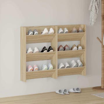 vidaXL Wandschoenenkasten 2 st 60x18x90 cm spaanplaat sonoma, Verzenden, Nieuw