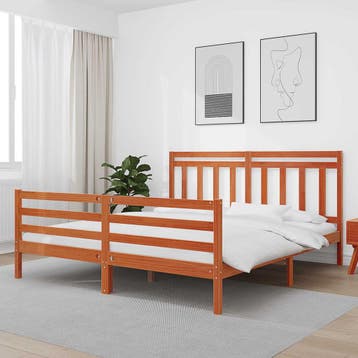 vidaXL Bedframe met hoofdeinde Wasbruin 180 x 200 cm, Verzenden, Nieuw, Bruin, Hout