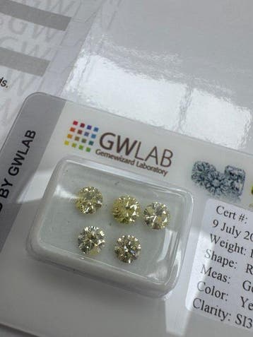 Zonder minimumprijs - 5 pcs Diamant (Natuurlijk gekleurd) -, Sieraden, Tassen en Uiterlijk, Edelstenen, Nieuw