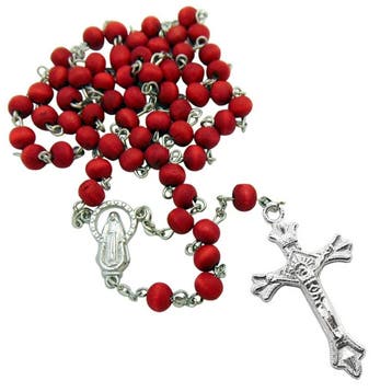 Fako Bijoux - Ketting - Rozenkrans - Sandelhout - Rood, Verzenden, Nieuw