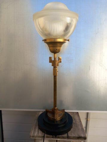 Lamp - Brons, Glas, Hout, Antiek en Kunst