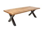Massieve eettafel IRON CRAFT 240cm natuurlijk mangohout, Huis en Inrichting, Ophalen of Verzenden, Nieuw