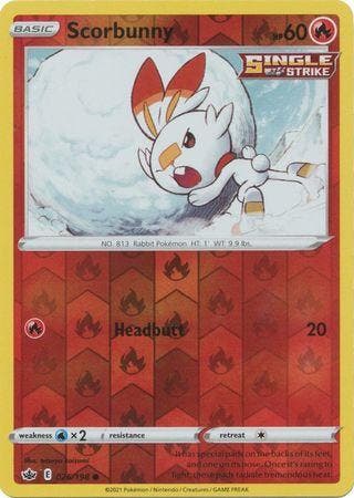 Scorbunny 026/198 reverse holo Chilling Reign, Ophalen of Verzenden, Nieuw, Losse kaart, Foil