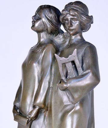 Art Nouveau - sculptuur, Zwei Musen : Lyrik & Musik - 23.5