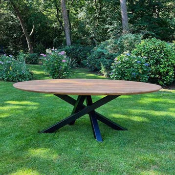 Ovale tuintafel met stalen twistpoot -  180 cm, Ophalen of Verzenden, Nieuw, Ovaal