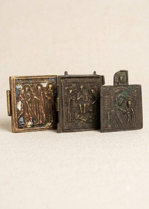 Icoon - Deesis (Gebed), Moeder Gods van Smolensk, Drie, Antiek en Kunst, Kunst | Niet-Westerse kunst