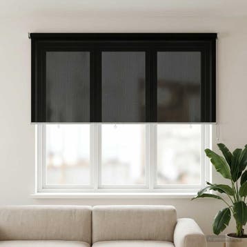 vidaXL Buitenrolgordijn 90% UV-blok Zwart 200 x 140 cm HDPE, Verzenden, Nieuw, Zwart