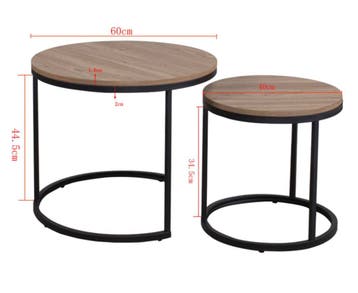 Scandinavische Salontafels Set van 2 – Ronde Hout en Metaal, Verzenden, Nieuw