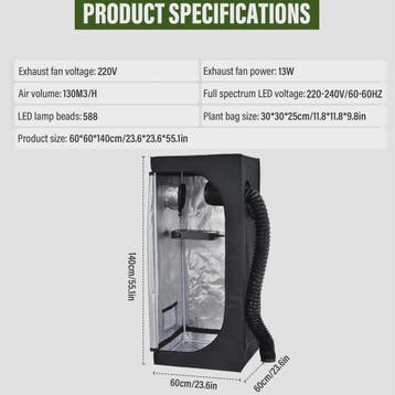 Complete Kweek Tentsysteem: Grow Tent met Ventilator, Koolst, Verzenden, Nieuw