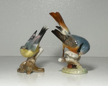 Hutschenreuther - Beeldje - Set of 2 Bird Figurines by Karl, Antiek en Kunst, Antiek | Glas en Kristal