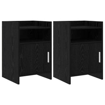 vidaXL Nachtkastjes 2 st Zwart eiken 40 x 36 x 60 cm Bewerkt, Minder dan 45 cm, Verzenden, Nieuw, 55 tot 70 cm
