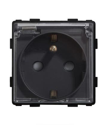 MODULE | ZWART | WANDCONTACTDOOS | KLAPDEKSEL | FR, Doe-het-zelf en Verbouw, Ophalen of Verzenden, Nieuw