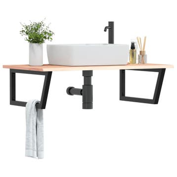 vidaXL Badkamer wandschap staal en massief eikenhout, Verzenden, Nieuw