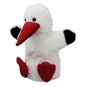 Pluche witte ooievaar handpop - knuffel - 22 cm - speelgoed, Verzenden, Nieuw