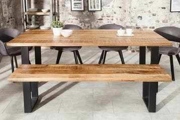 Massieve eettafel IRON CRAFT 180cm natuurlijk mangohout, Ophalen of Verzenden, Nieuw
