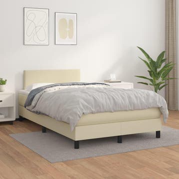 vidaXL Boxspring met matras kunstleer crèmekleurig 120x200, Huis en Inrichting, Slaapkamer | Bedden, Overige materialen, Verzenden