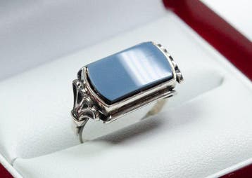 - 835 zilver - lagen-agaat - zegelring - Ring