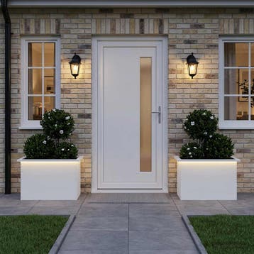 vidaXL Plantenbak met led 2 st Wit 40 x 60 x 40 cm Staal, Verzenden, Nieuw, Metaal, 60 tot 100 cm