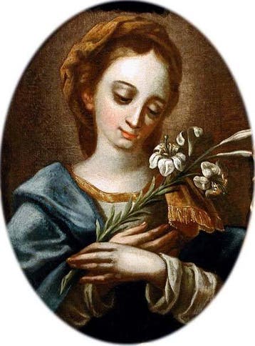 Carlo Dolci (1616 -1686) Circle of - Madonna with a Lily
