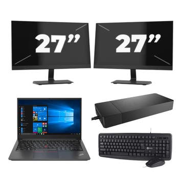 Lenovo Thinkpad E14 G2 -   i3-11e 16GB  - 256GB  + 2x 27 inc, Qwerty, Verzenden, Refurbished, 14 inch