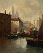 Scuola Italiana (XIX-XX) - Firmato Zareli - Veduta Veneziana, Antiek en Kunst, Kunst | Schilderijen | Klassiek